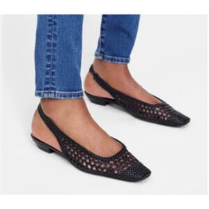 NWOT Madewell Black Leather Ophelia Slingback Flats (10)